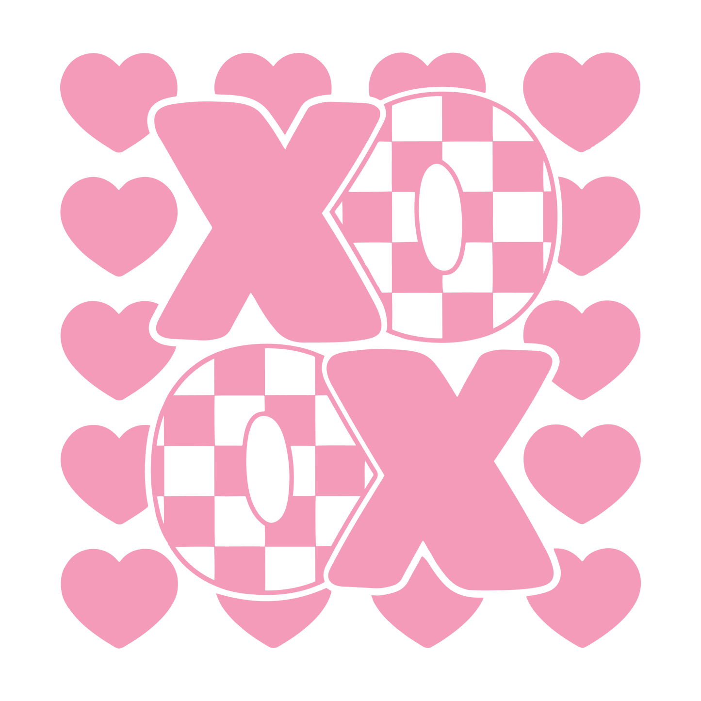 Pastel Pink XOXO with Hearts Transfers