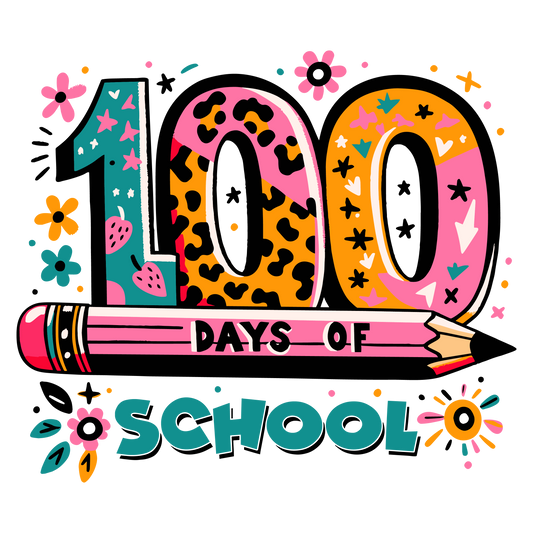 Floral Bright 100 Days of School Transfers