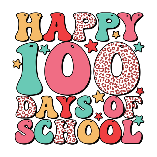 Happy Hundred Days of School Leopard Transfers