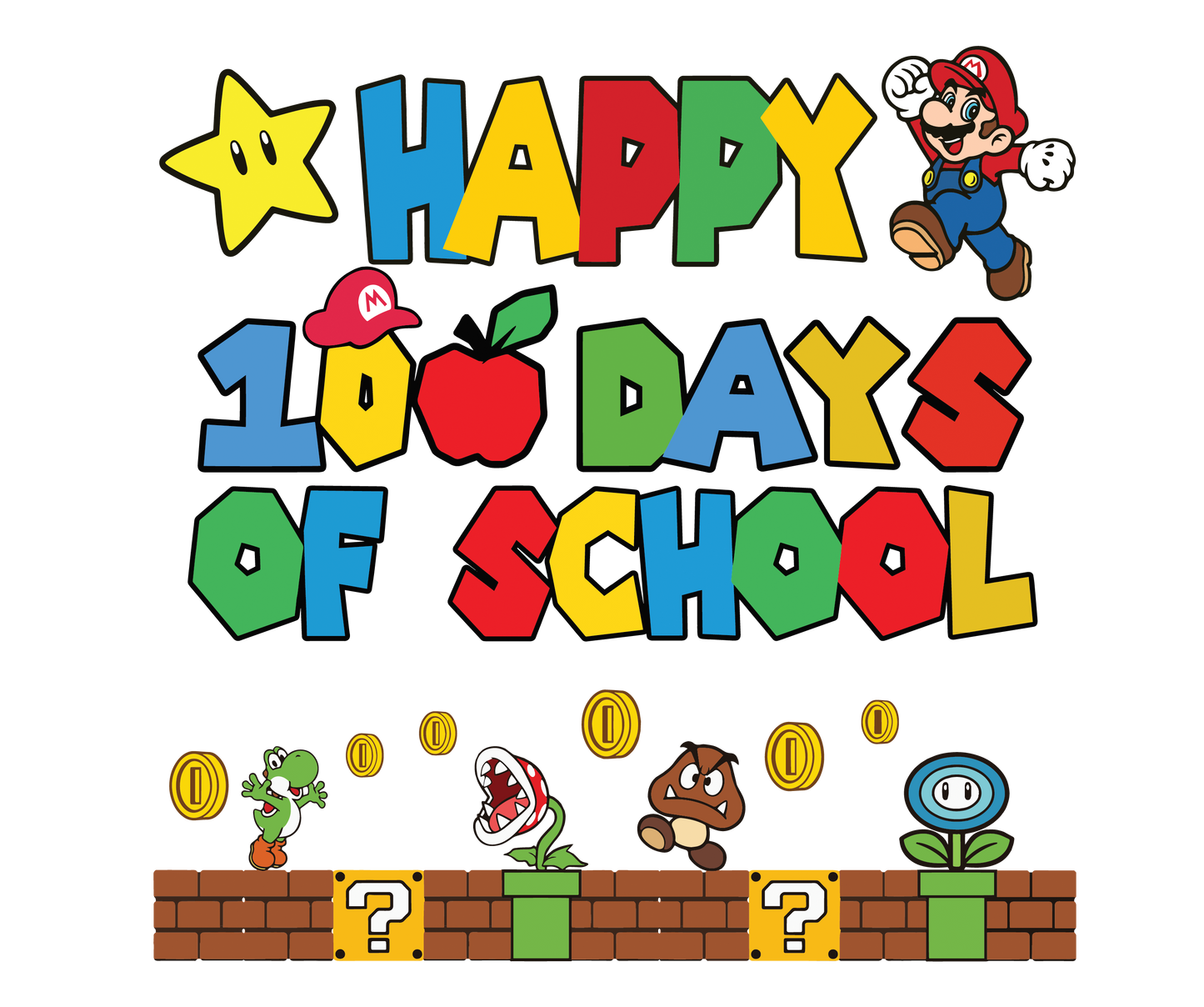 Mario Happy 100 Days of School Transfers