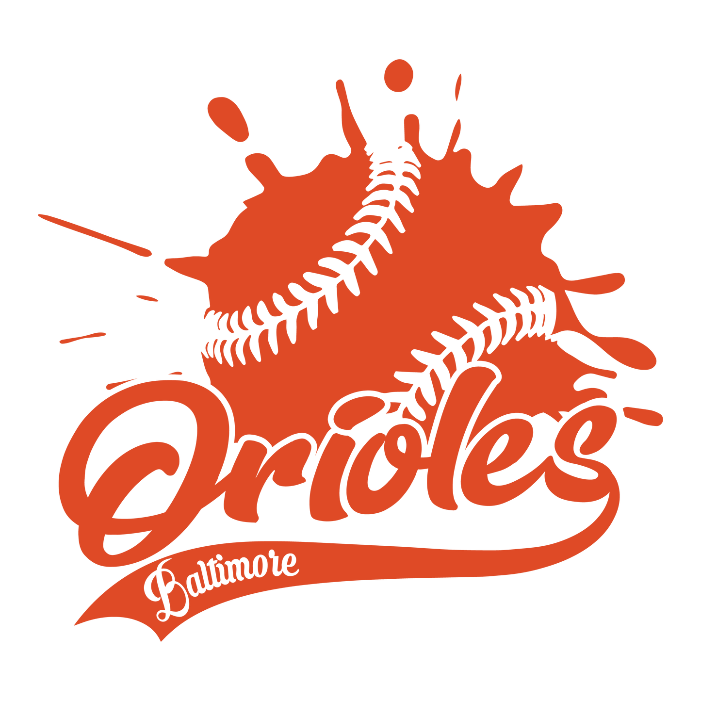 Orioles Baseball Splash Transfers